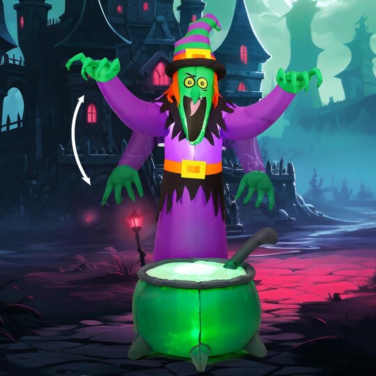 Sanchez; Halloween Inflatables Animated Witch Waving Hands Blow Up Outdoor Yard Decorations Garden Lawn Decor; Category:Fall Inflatables; Image:1